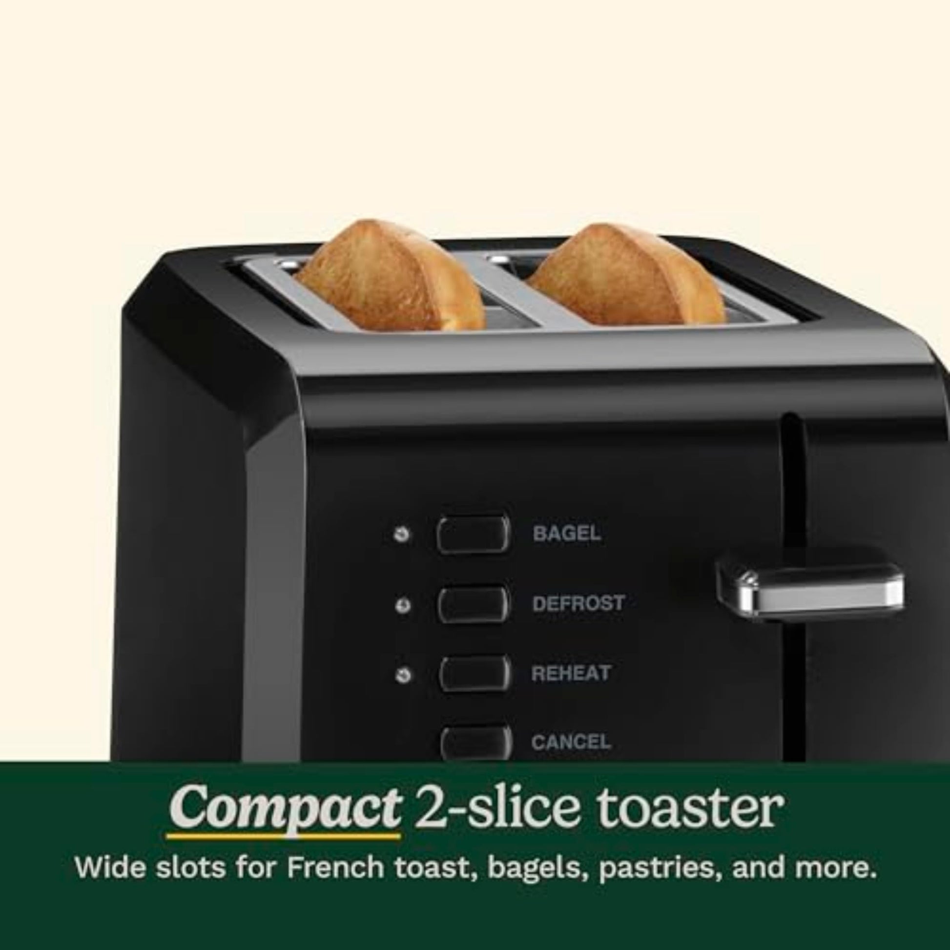 Cuisinart CPT-122BK tostador compacta de plástico de 2 rebanadas, color negro