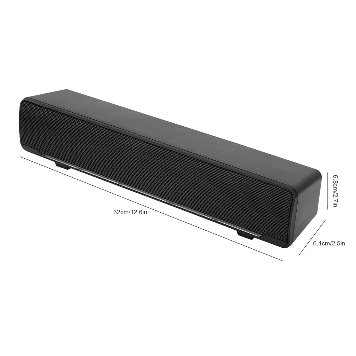 Ejoyous Barra de sonido estéreo con cable USB, compatible con múltiples dispositivos, diseño clásico y duradero en negro