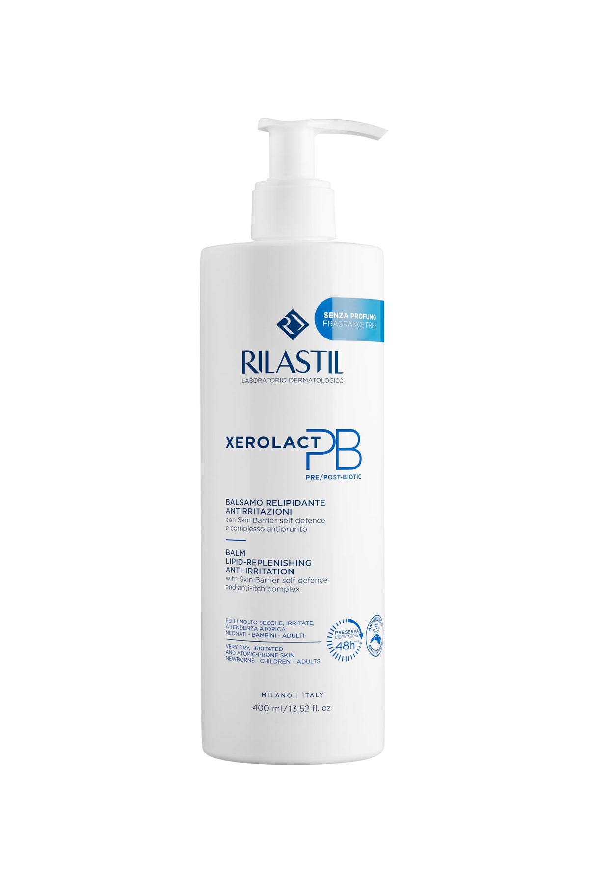 Rilastil Xerolact PB - Bálsamo Hidratante Anti-Irritaciones para Pieles Secas, Frágiles y Atópicas, 400 Mililitros