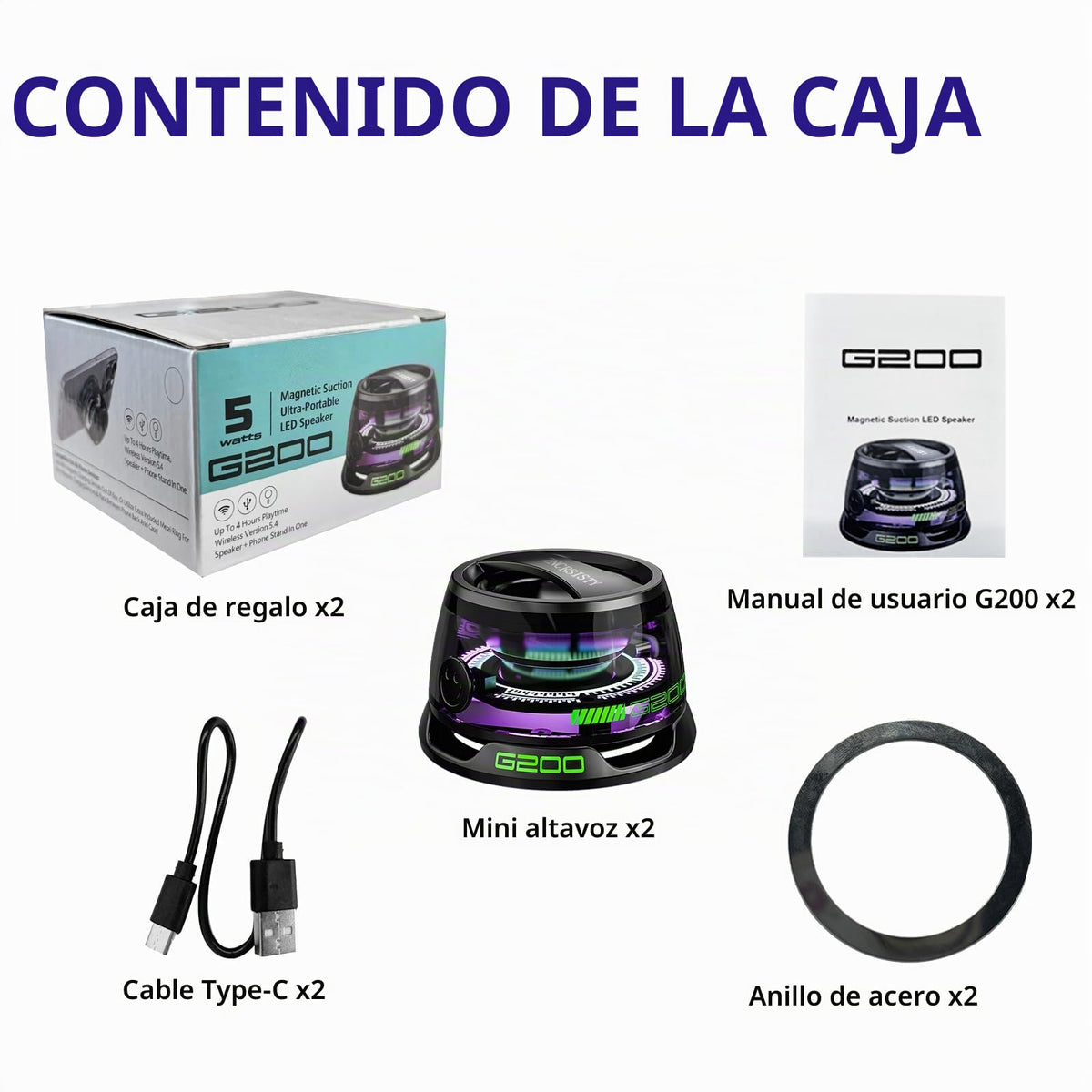 Altavoz Bluetooth ZNCRSISTY RGB Magnético con Luz y Sonido Estéreo para 7 Horas de Reproducción