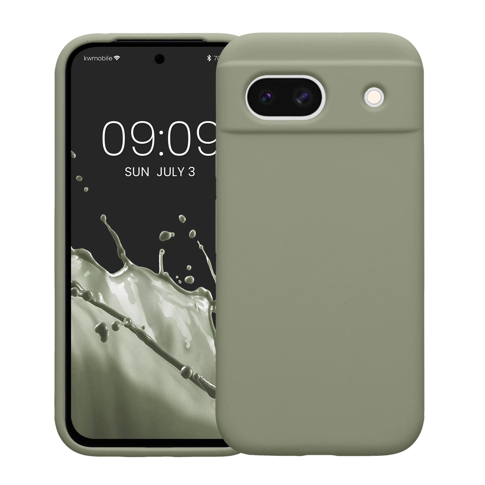 kwmobile Carcasa Compatible con Google Pixel 8a Funda - Case TPU y Silicona antigolpes - Apto Carga inalámbrica - Gris Verdoso