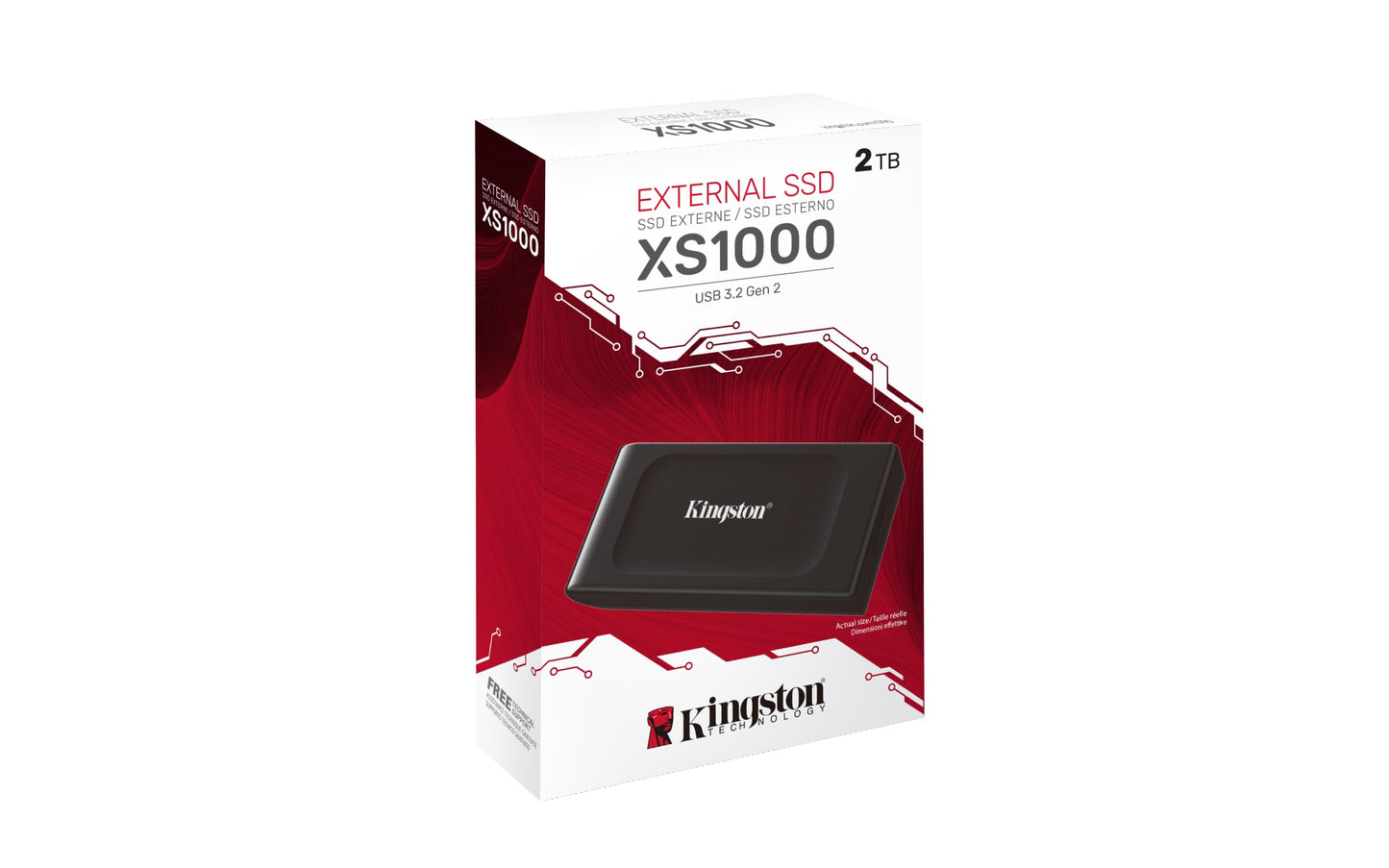 Kingston SSD Externo XS1000 Capacidad: 2000GB USB 3.2 Gen 2 Lectura: 1050MB/s y Escritura: 1000MB/s (SXS1000/2000G)