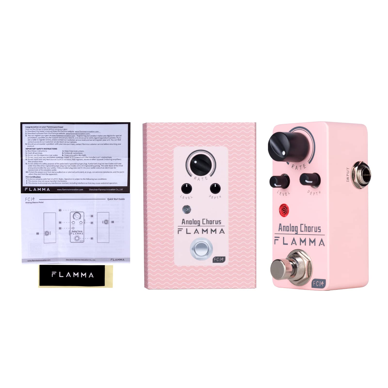 Pedal de Efectos de Guitarra Flamma FC14 Analógico Portátil Durable Carcasa de Metal