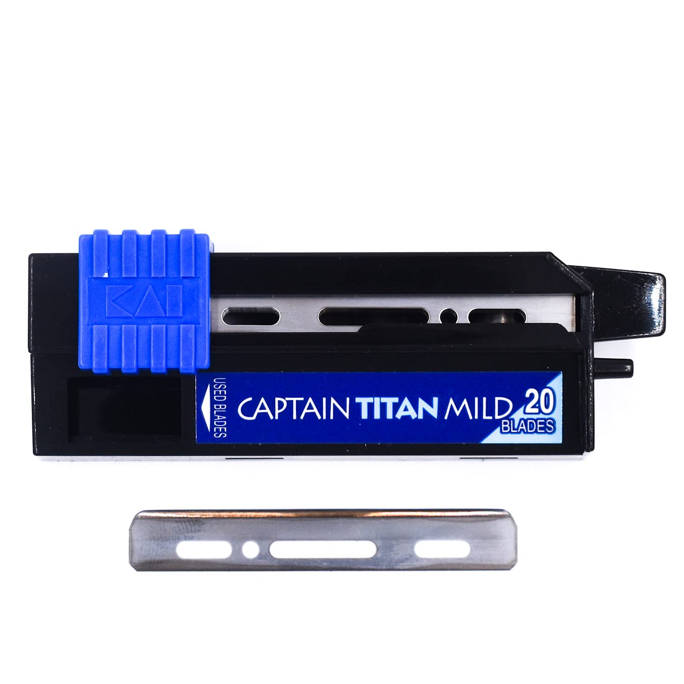 Kai Captain Titan Mild, Cuchillas con Revestimiento de Titanio para los Modelos Captain Razor, 20 Unidades