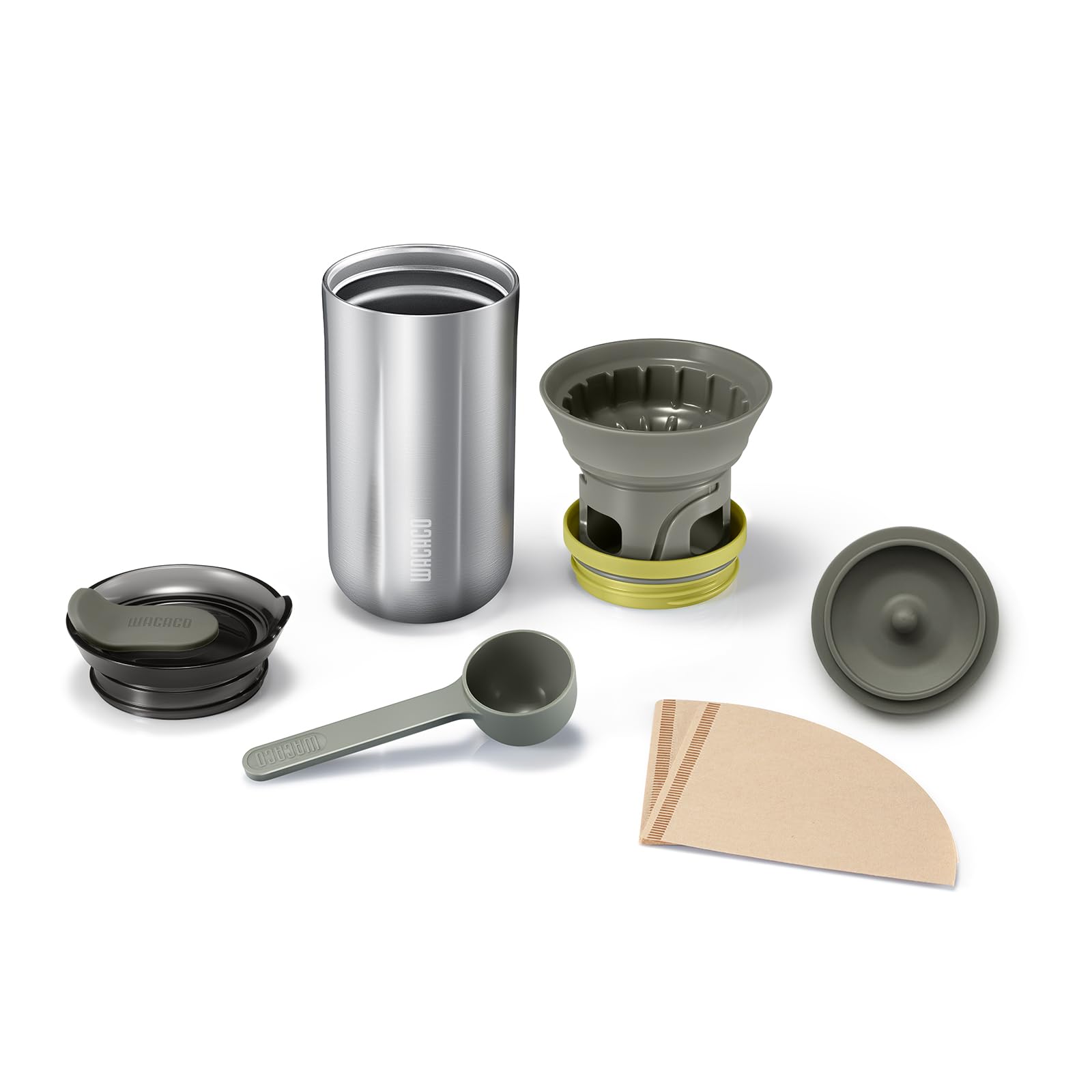 Cafetera WACACO Cuppamoka Acero Inoxidable Portátil de Goteo Manual 10 fl oz con Filtros de Papel