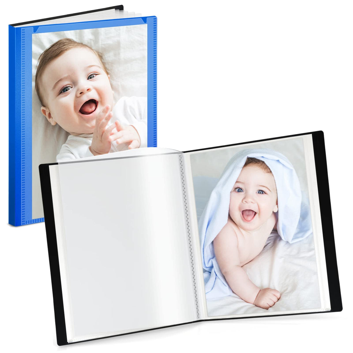 Álbum de Fotos CRANBURY Azul de 4 x 6 con Cobertura Personalizable, Paquete de 2 Libros, 24 Bolsillos para 48 Imágenes