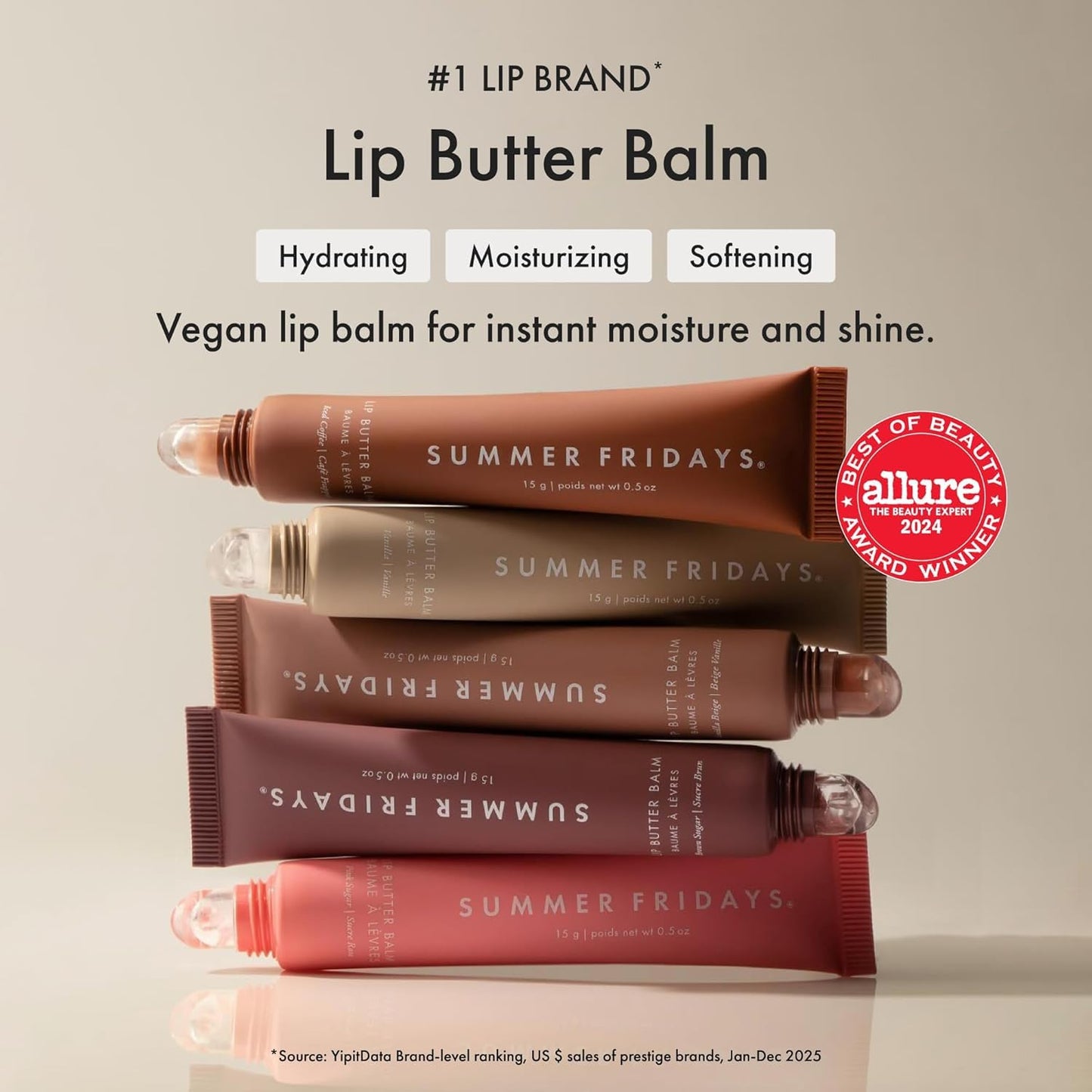 Summer Fridays Lip Butter Balm Edición Limitada, Tono Toasted Marshmallow, con Toque de Brillo Dorado, 15g