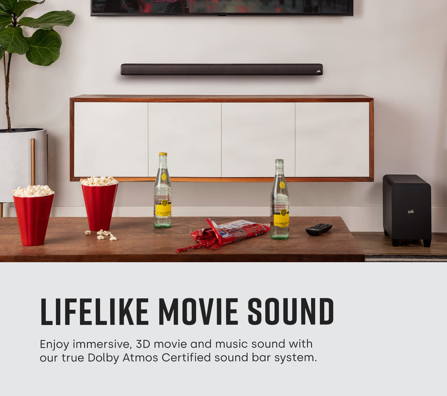 Barra de Sonido Polk Signa S4 Dolby Atmos eARC Bluetooth con Subwoofer Inalámbrico