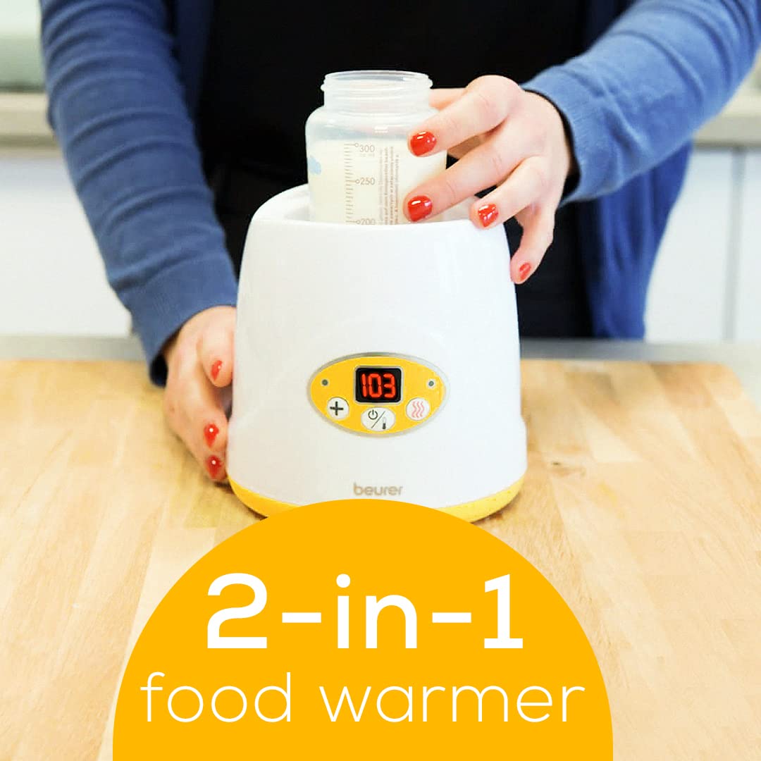 Beurer - Calentador de biberones y calentador de alimentos, BY52 | Calentador portátil 2 en 1 con función de mantener el calor para leche materna, fórmula y alimentos | Botellas AVENT y NUK | con