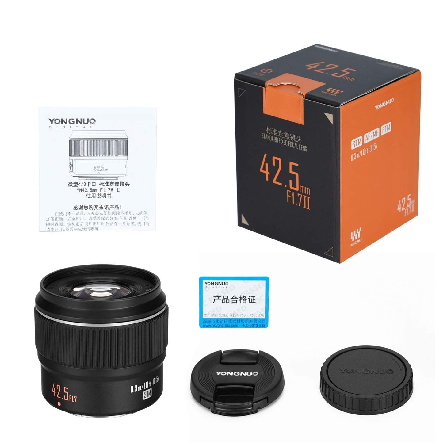 Lente Fija Yongnuo YN42.5mm F1.7M II Negro de Enfoque Automático para Cámaras Micro Cuatro Tercios