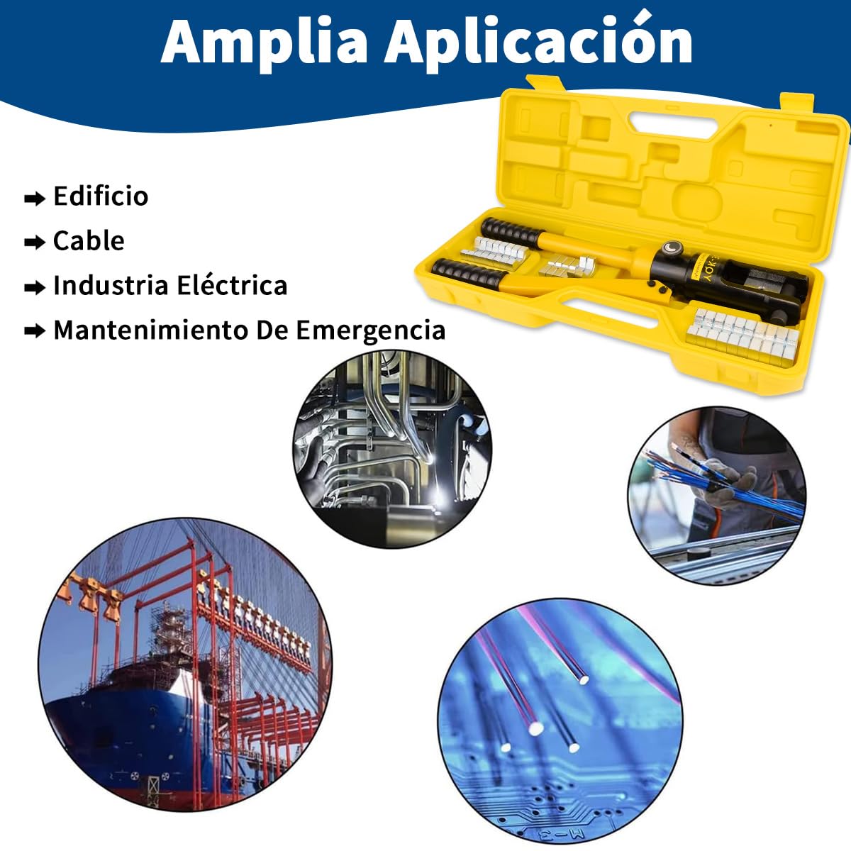 Pinza Crimpadora Hidráulica Con Manual Robusto 16 Toneladas 13 Dados