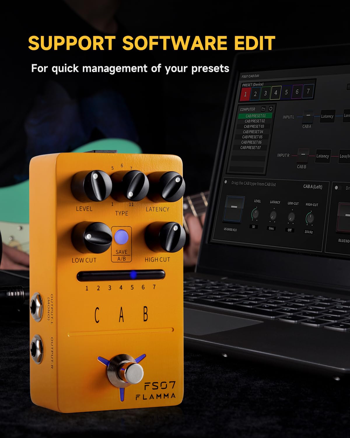 Pedal de Simulación Estéreo FLAMMA FS07 Compatibilidad con Carga IR y Edición de Software