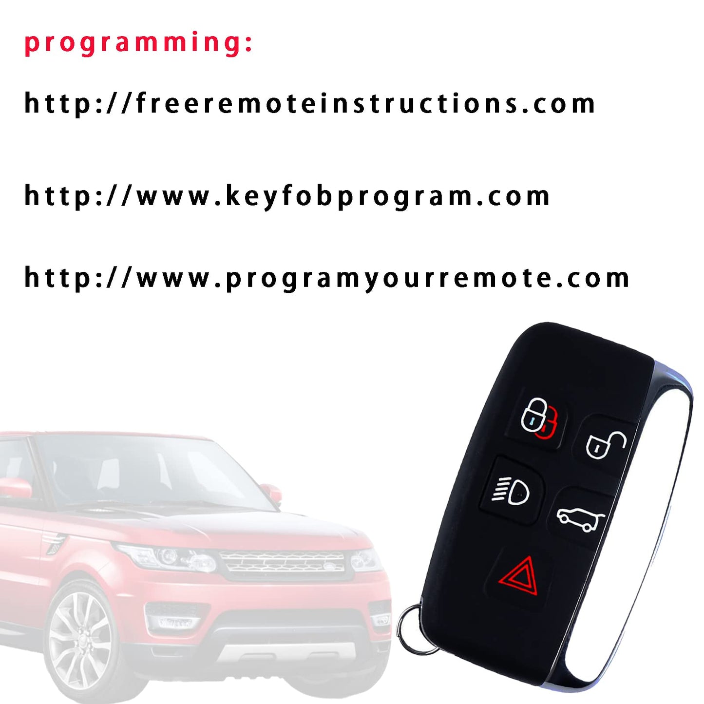 Llavero de repuesto de 5 botones para coche, control remoto de entrada sin llave, compatible con Ranger Rover 2012-2017, Sport, Evoque/Land Rover LR2/LR4 (KOBJTF10A), paquete de 1