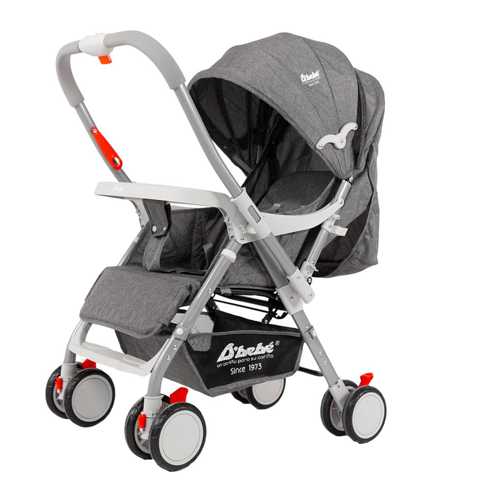 D´Bebé Carriola Baby BM Gris -Manubrio ajustable a 2 posiciones: posicion general y reversible -Respaldo con 3 posiciones