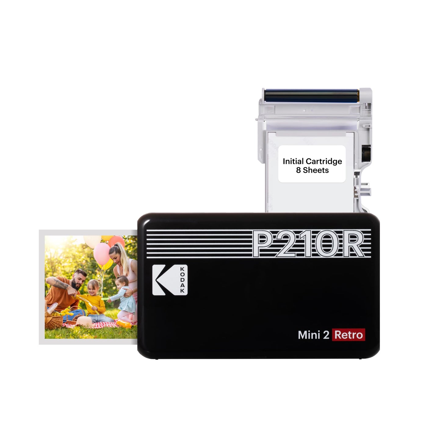 KODAK Mini 2 Retro 4PASS Impresora de Fotos Portátil (5,3x8,6cm) + 8 Hojas, Negro