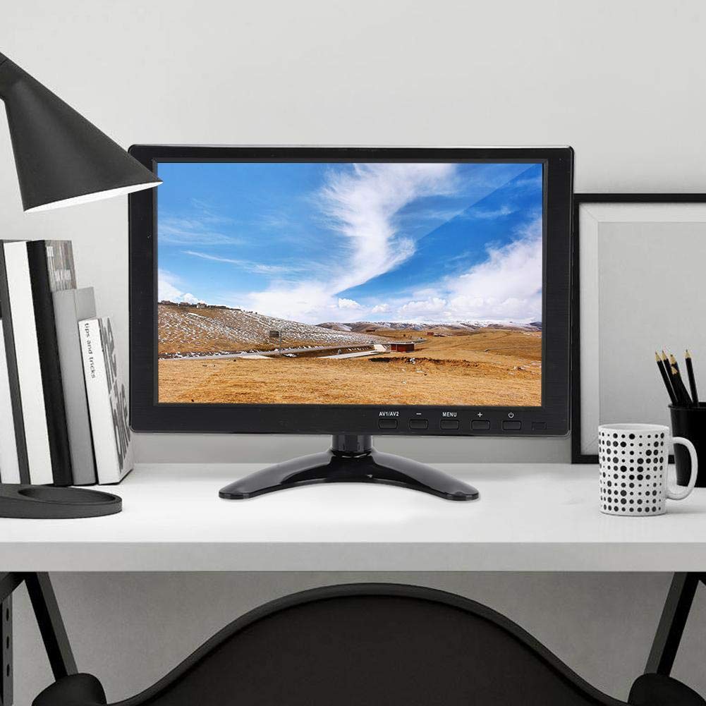 Monitor de 10.1 Pulgadas Con Pantalla TFT 1280 x 800 Compatible Con 1080P - Entradas VGA, HDMI, BNC, AV, USB - Altavoz Incorporado Para Raspberry, Cámara CCTV (Negro)
