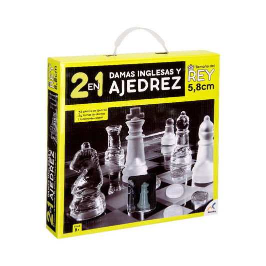 Juego de Ajedrez y Damas Inglesas Novelty Cristal Diseño Sofisticado