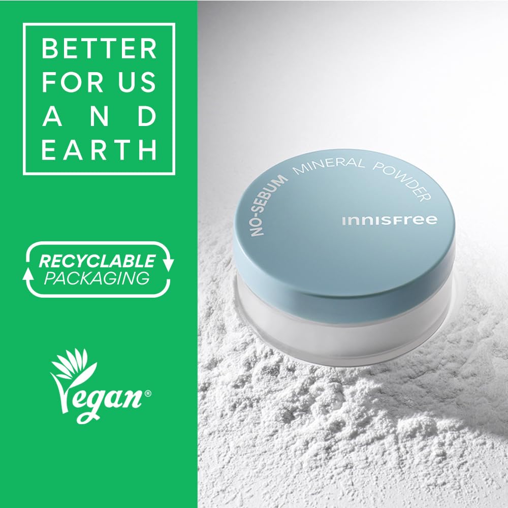 INNISFREE No-Sebum Mineral Powder 5 g – Polvo Suelto Matificante para Control de Brillo y Sebo – Acabado Natural Ligero
