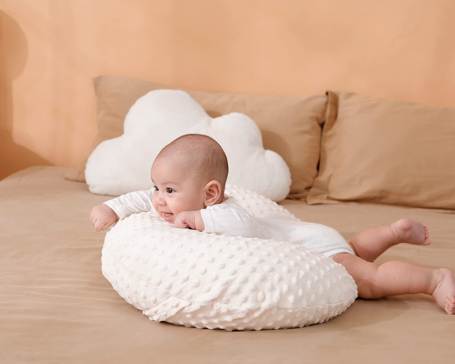 Almohada y posicionador de lactancia con funda para lactancia materna y alimentación con biberón, apoyo para bebé, tiempo de barriga, soporte para sentarse al bebé, soporte para despertar tiempo