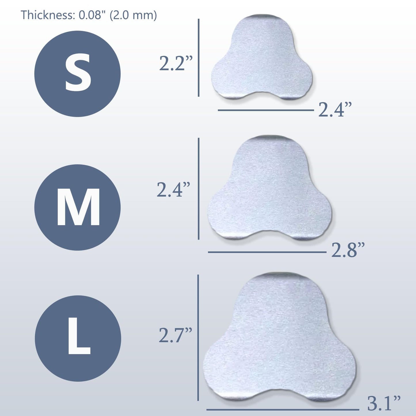 MUROCEA Férulas nasales de aluminio, protector externo de soporte de nariz para cirugía de rinoplastia de septoplastia, fractura de soporte nasal, ENT, inmovilización ortopédica, plata, 5 piezas (S)