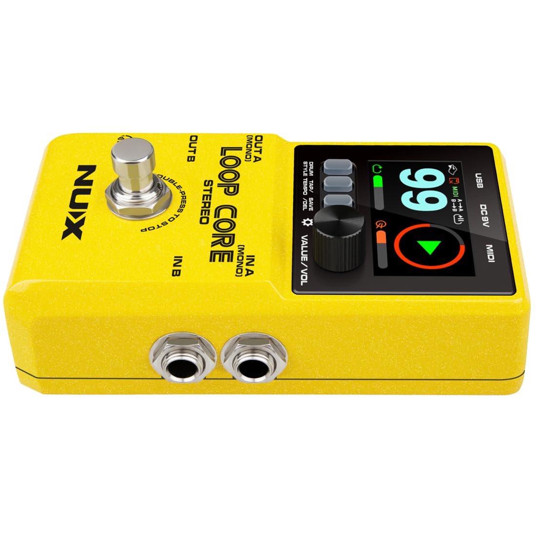 NUX Loop Core - Pedal estéreo para guitarra de 6 horas de tiempo de grabación, audio estéreo, control MIDI, simulación de cabina para salida a mezclador.