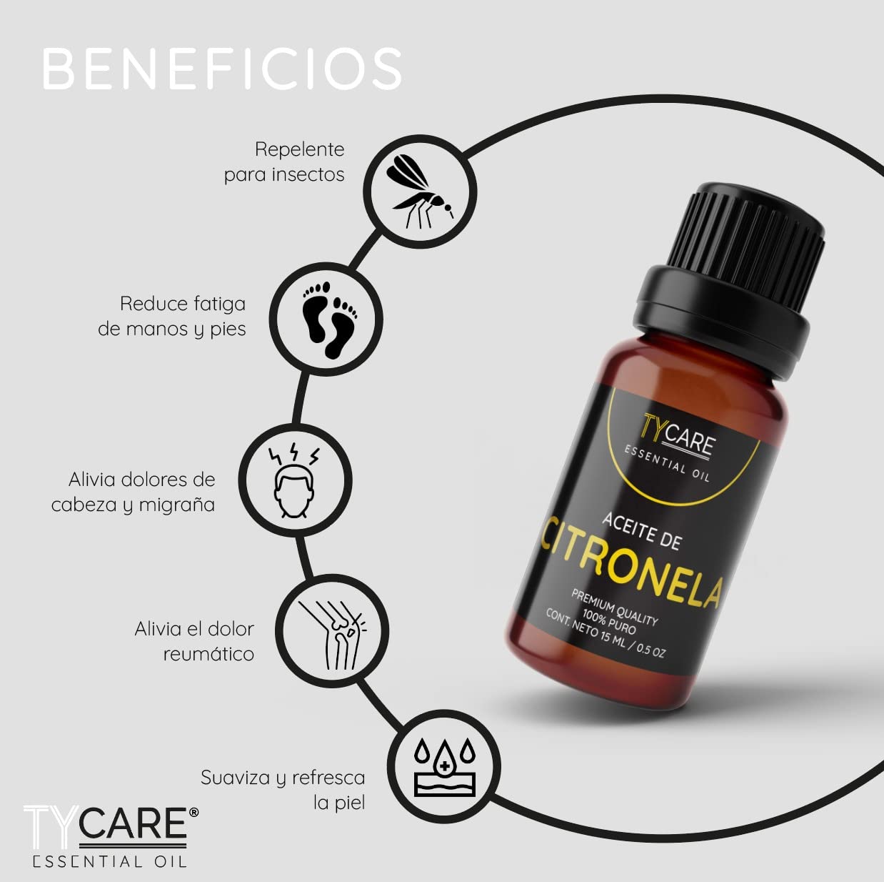 Aceite Esencial Cymbopogon Nardus Premium 15 ML Repelente de Insectos y Aromaterapia