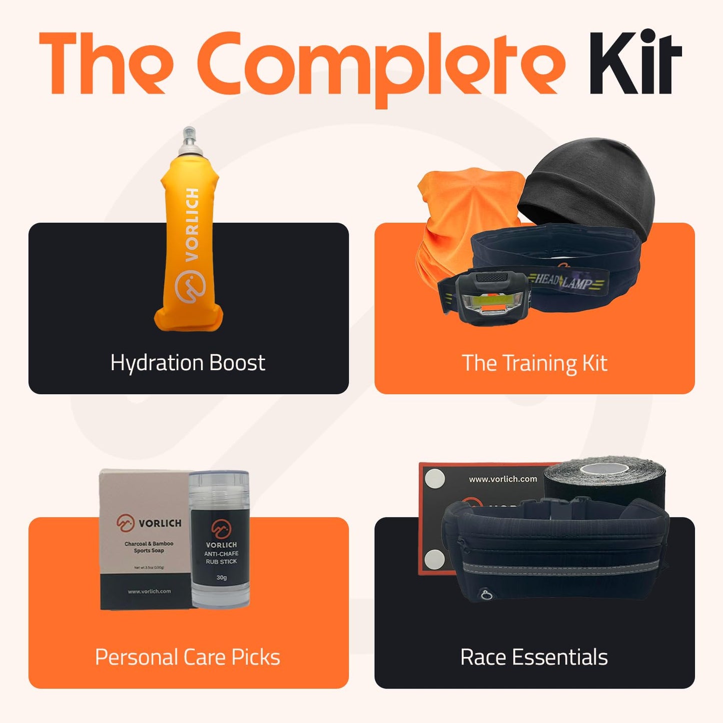 Caja de Regalo Vorlich para Correr con 13 Artículos Esenciales y Aplicación en Negro