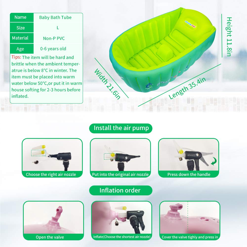 relaxing baby Bañera inflable para bebé relajante, asiento de bañera pequeño para bebé sentado, silla de bañera portátil para bebé niña de viaje accesorios con 2 divertidos juguetes de baño y bomba de aire para recién nacidos - 6 años de edad.