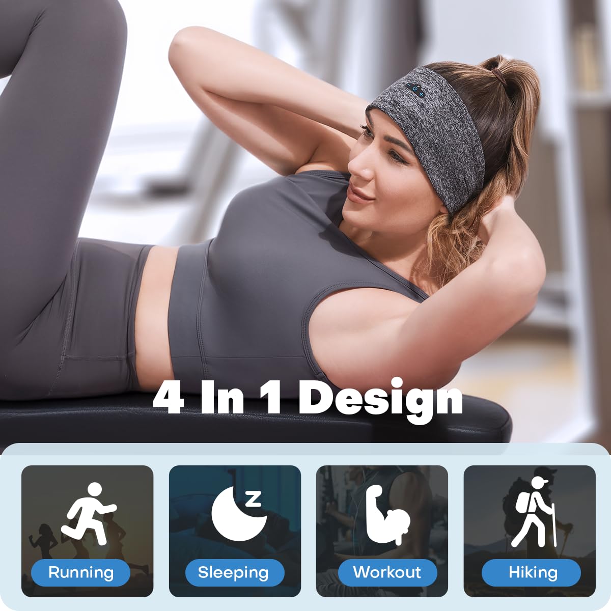 Diadema Bluetooth TOPIEI Negro 17 Horas de Reproducción para Dormir y Entrenar para Hombre y Mujer