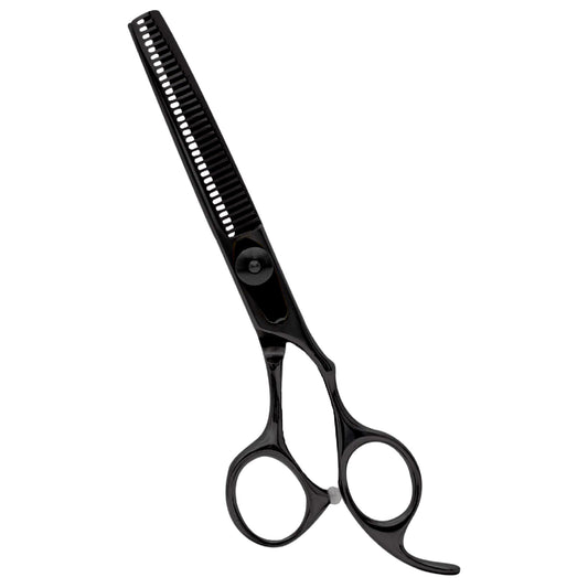 Equinox Professional Razor Edge Series – Tijeras para adelgazar el pelo de peluquero y texturizar tijeras, 16,5 cm (negro mate)