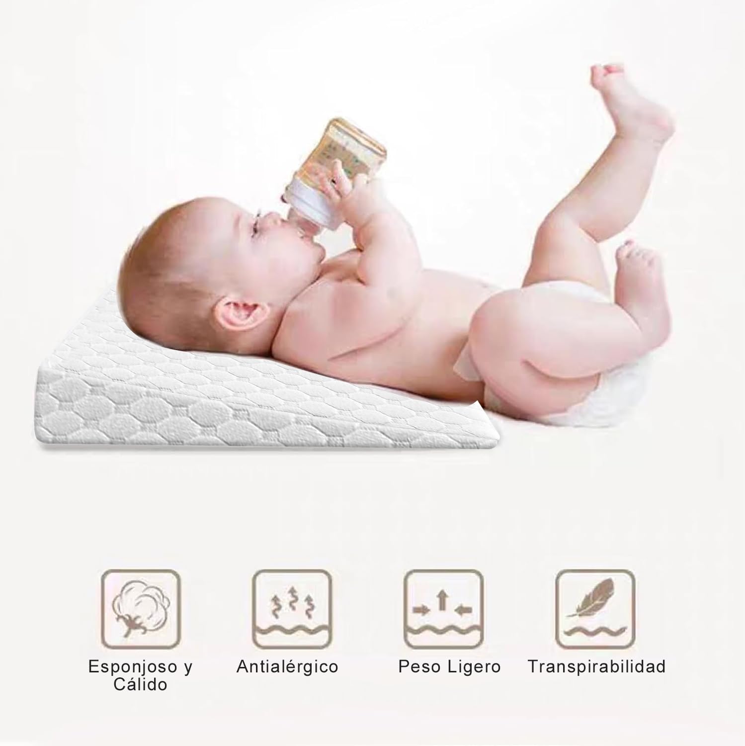 Cuña, Almohada de Espuma,Almohada Antireflujo Adulto,El Cojín del Respaldo es Suave y Cómodo, Adecuado para Su Uso en Sillas Soporte de Espalda y Reflujo Ácido, Rodilla,Ronquidos