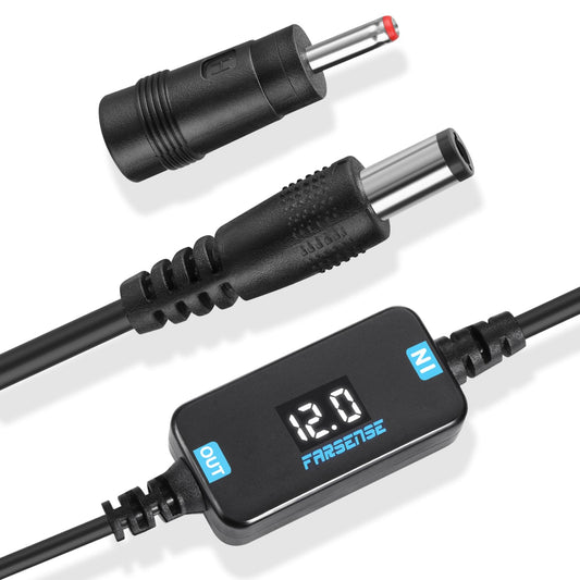 Cable de Alimentación FARSENSE Negro 5 V a 12 V USB C a CC 3 Pies Convertidor de Refuerzo