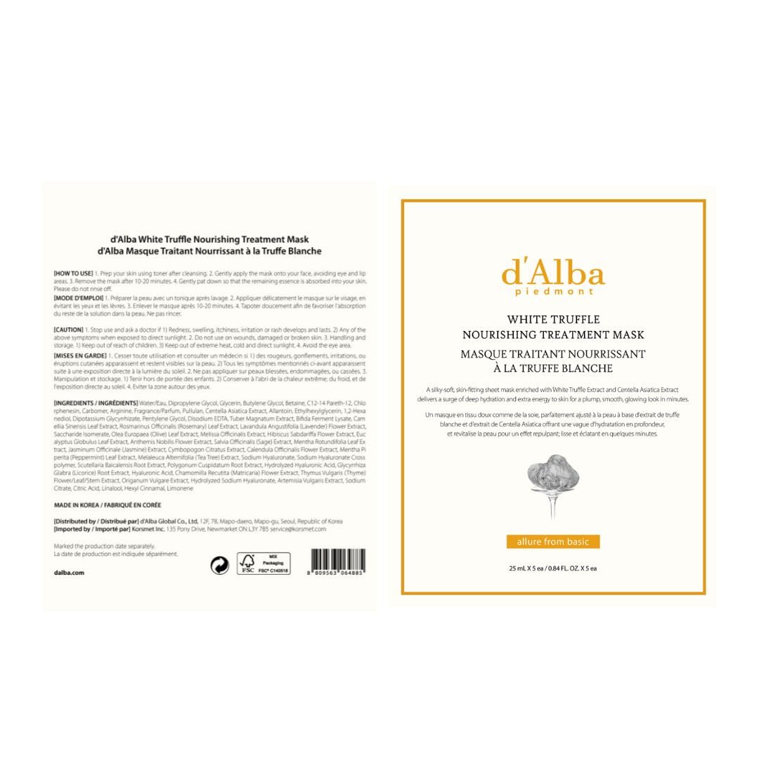 D'ALBA PIEDMONT Mascarilla Facial Hidratante de Trufa Blanca
