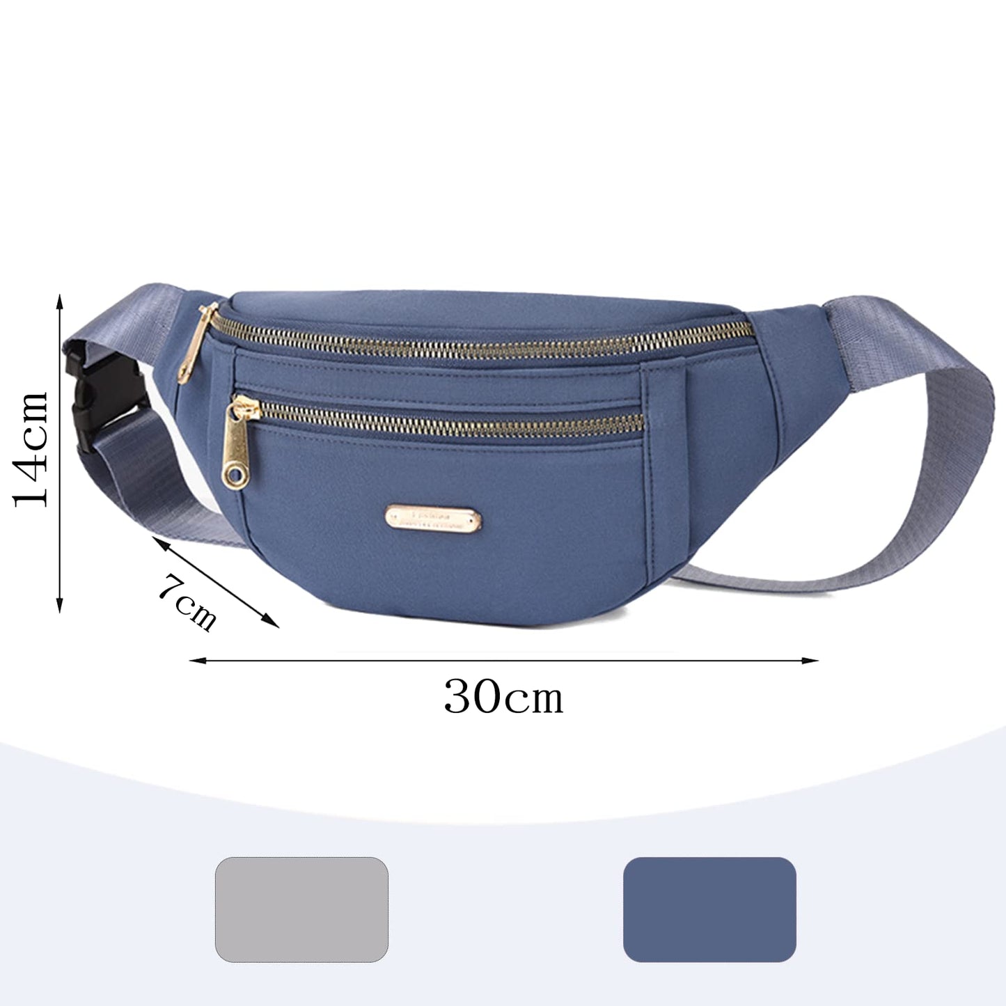 Cangurera PKDEF Negra Deportiva con Cinturón Impermeable Ajustable para Mujer