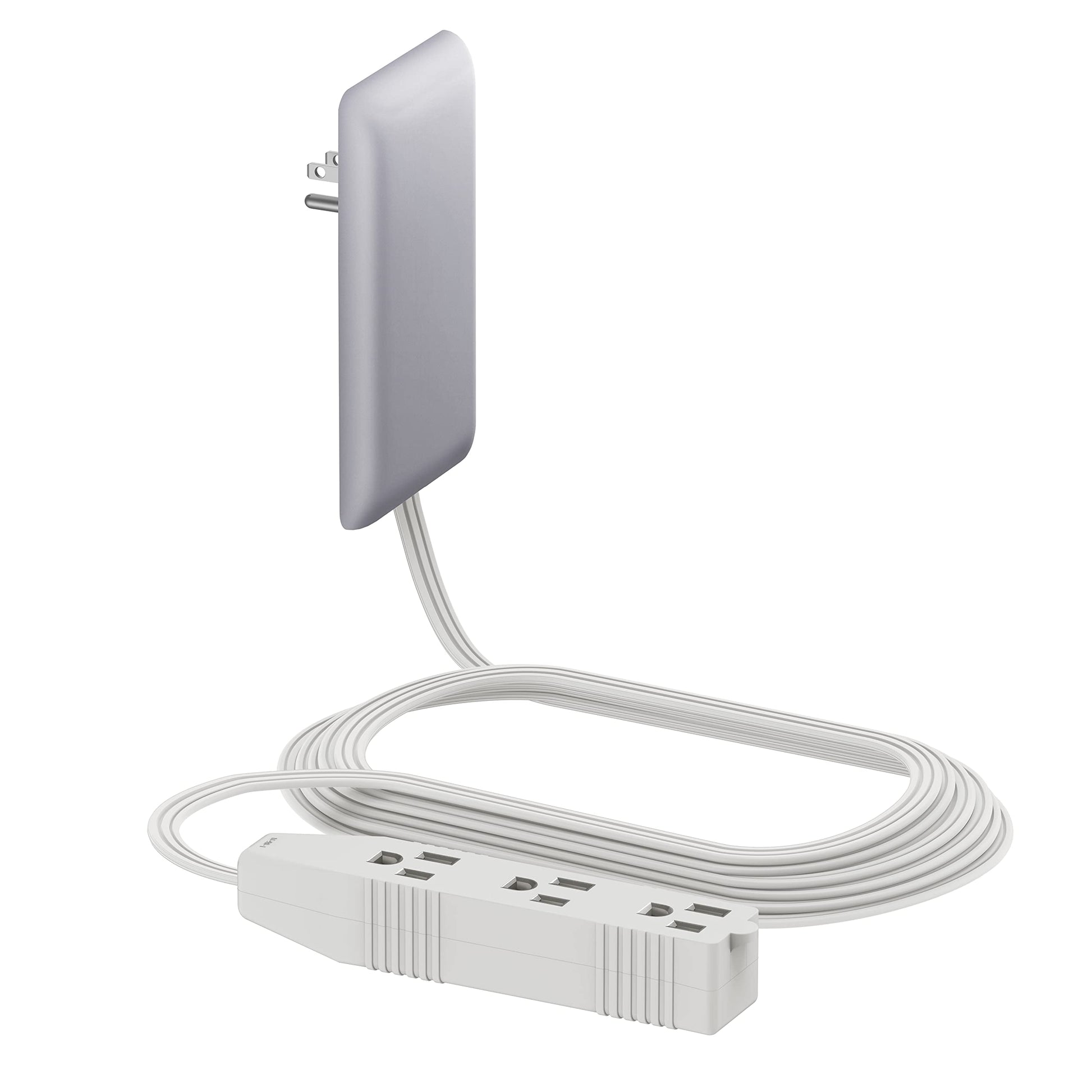LIDER Extensor de salida de cara plana con 3 receptáculos, enchufe ultrafino de placa de pared con extensor de cable y tira de alimentación de 3 tomas, cable de 2.44 metros, LWE8-315-SV, listado ETL