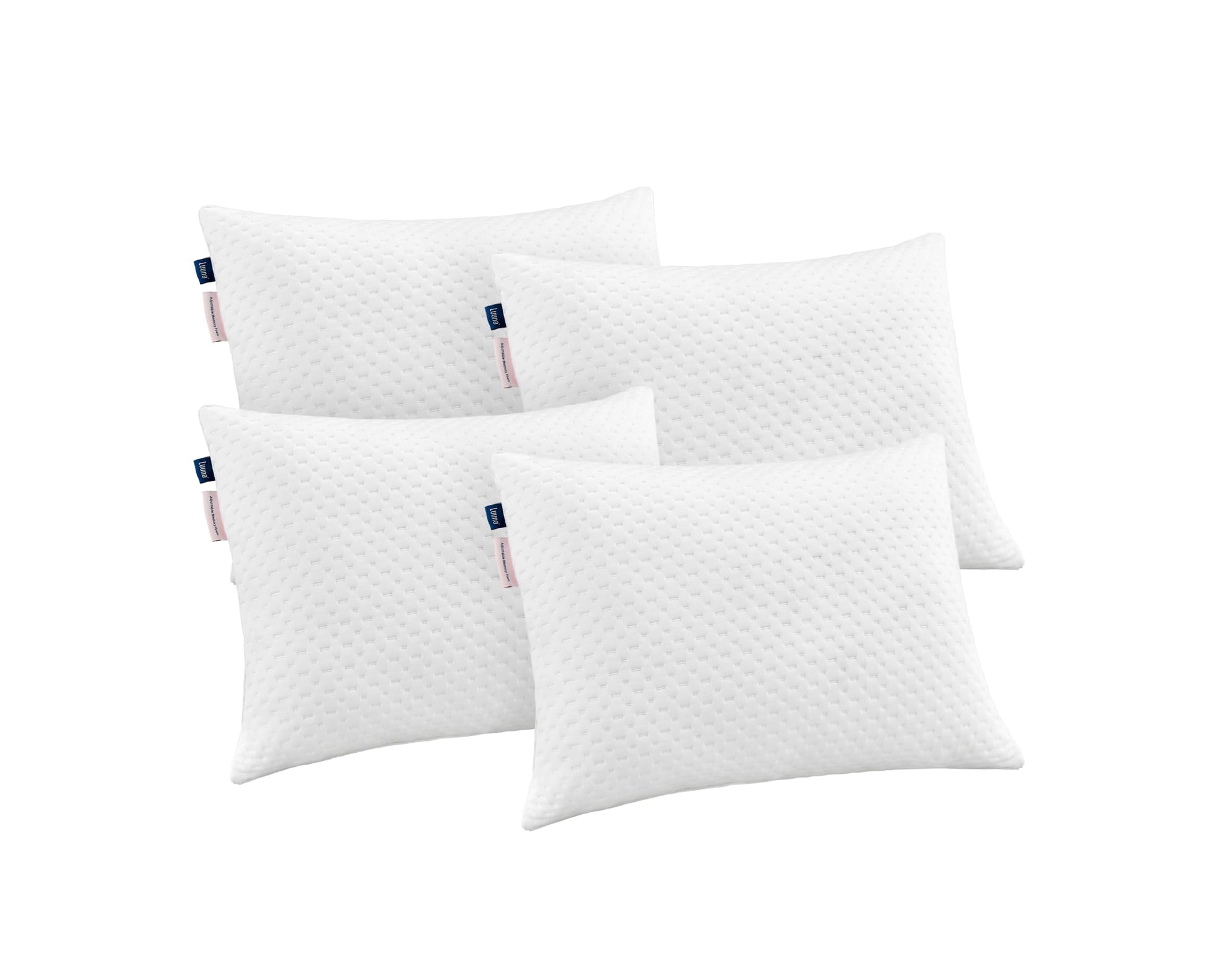 Luuna Almohada Ajustable Firme, 4 Pack, Tamaño Estándar 64x46 cm, Memory Foam, Funda Lavable, Suavidad y Frescura Garantizada para tu Descanso, Paquete de 2 Almohadas