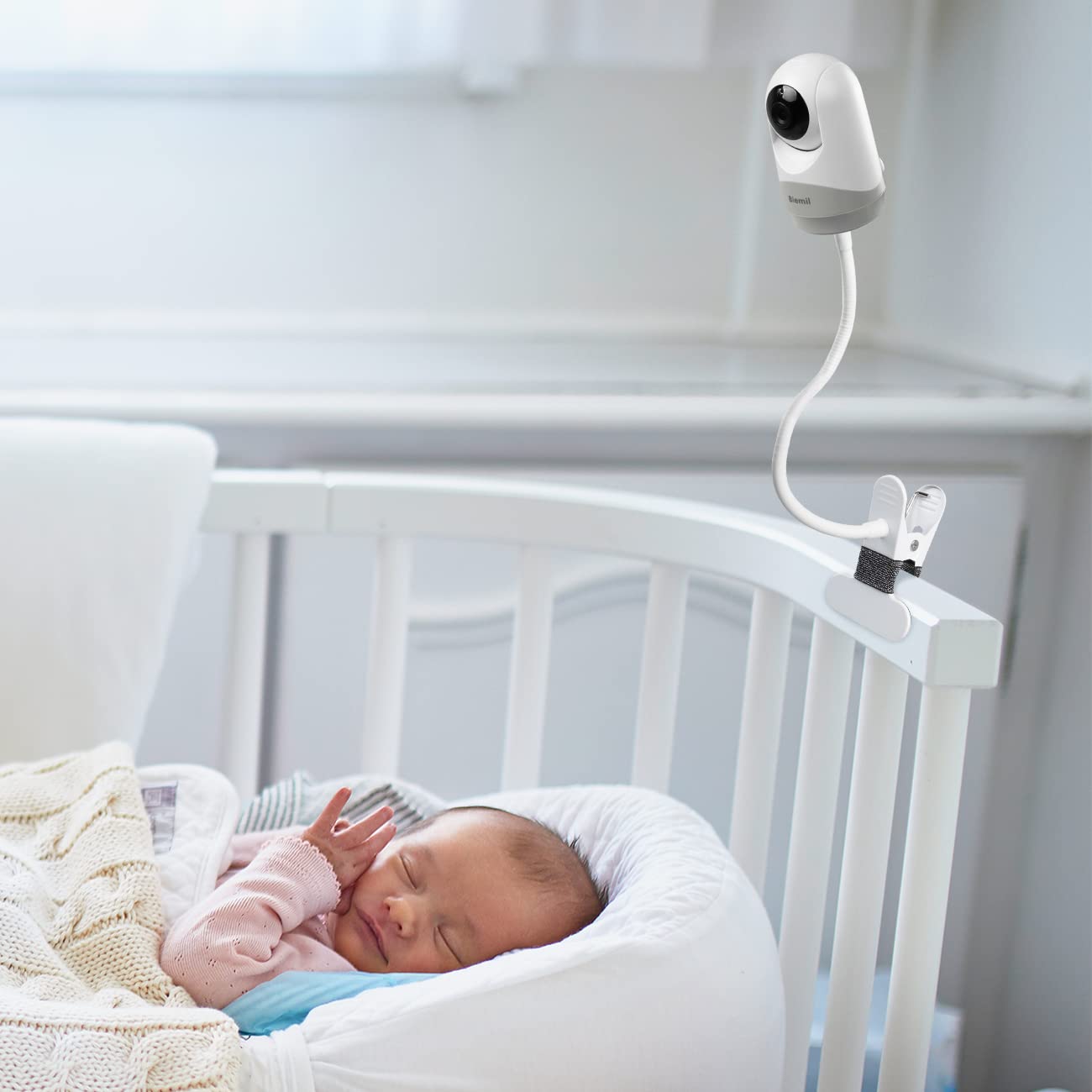 Soporte de Clip Flexible HOLACA para Monitor de Bebé Hellobaby Blanco para Cuna sin Herramientas