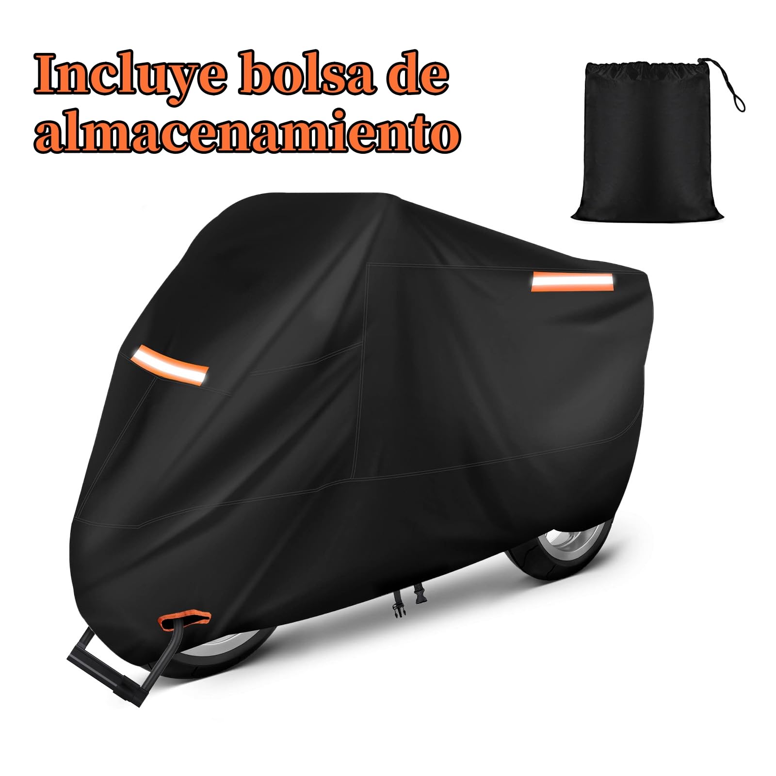 KTMOUW Funda para Moto Motocicleta 210D Impermeable Cubierta para Moto con Tiras Reflectantes Funda para Motoneta Protección contra el Polvo, Escombros, Lluvia y Clim