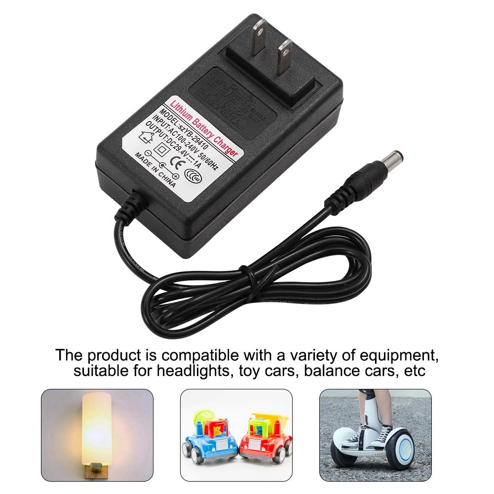 Bewinner 29.4V 1A Adaptador del Cargador Adaptador de Fuente de Alimentación para Smart Balance Car Scooter Indicador LED Adaptador de Corriente para Faros, Coches de Juguete,etc(EEUU pulg)