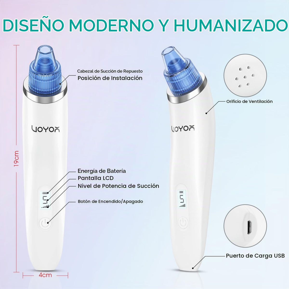 VOYOR Blackhead Remover Vacuum Suction Facial Pore Cleaner Electric Acne Comedone Extractor Kit with 6 Suction Head and LCD Screen Display for Women and Men Black Heads Extraction BR510