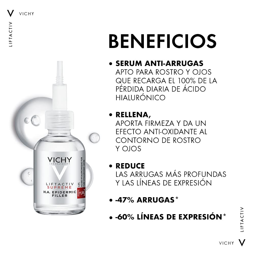 Kit Anti-Arrugas HA Filler: Serum Liftactiv HA Filler 30 ml+ Crema Liftactiv Supreme anti-arrugas efecto lifting 50 ml+ Protector Solar Fluido anti-arrguas Capital Soleil UV Age 50 ml