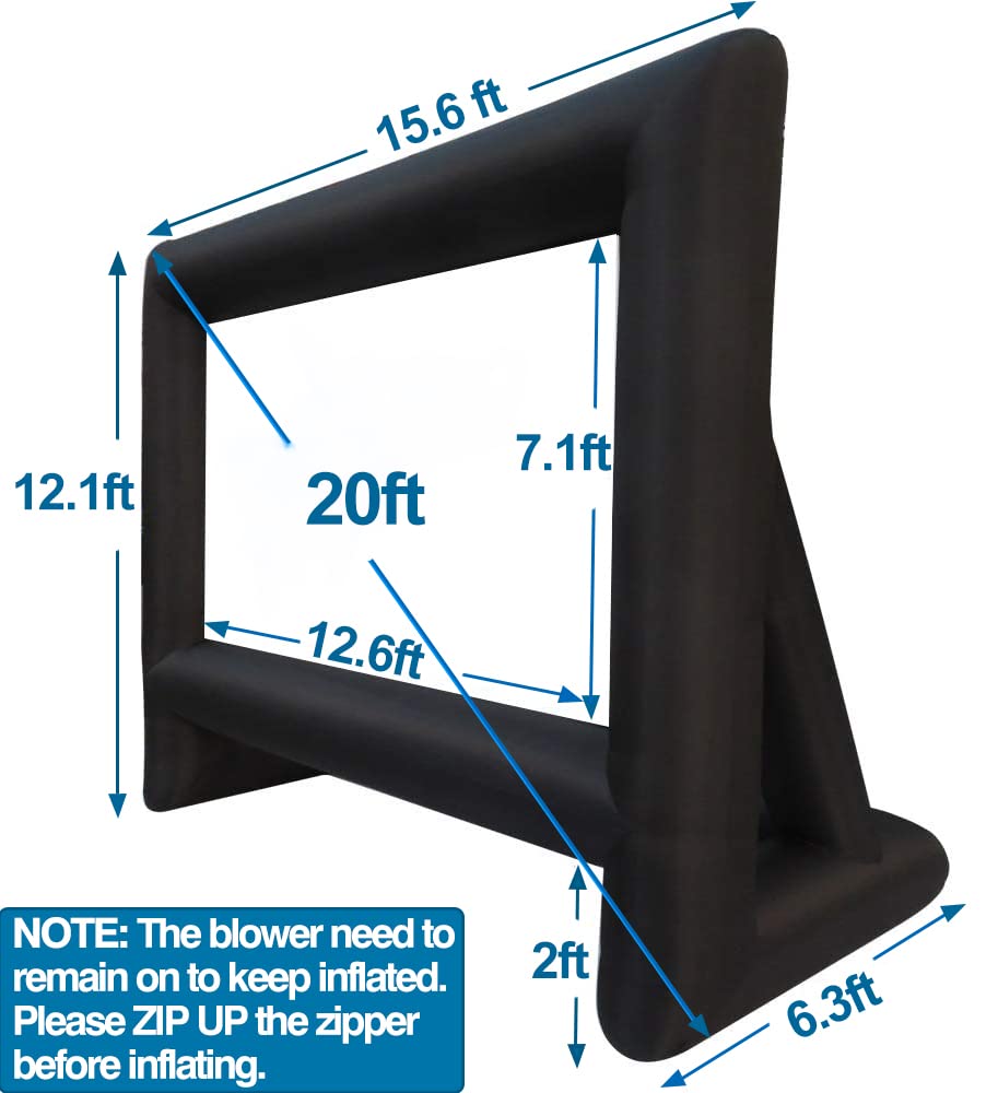 visualización inflable para proyector de películas al aire última intervensión de 20 pies, visualización de proyección para patio exterior para Patio Trasero, película Nocturna, Fiesta al Aire Libre