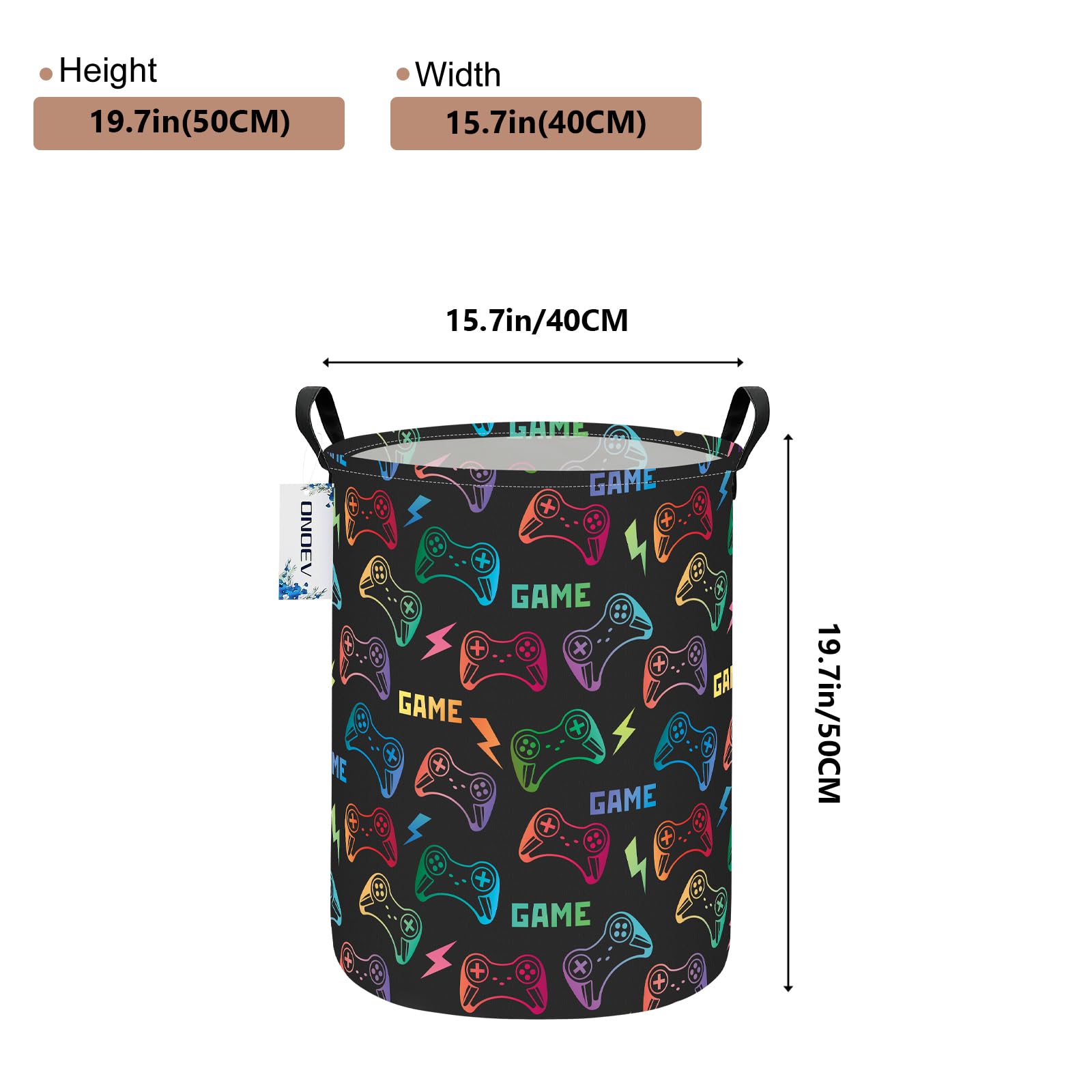 ONOEV - Cesta de almacenamiento con asa redonda plegable para juguetes, contenedor de ropa versátil para niños y niñas (juego)