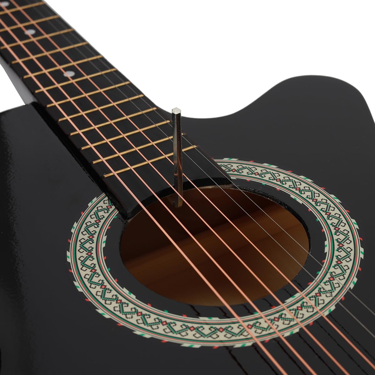 38 inch Electroacústica Guitarra Guitarra acustica con Afinadores,Correas,Cuerdas para Instrumentos,Plumillas,Cable amplificador guitarra,soul,Fundas para Guitarras 3/4(Black)