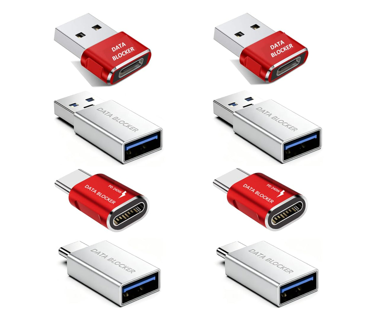 Bloqueador de Datos USB C para iPhone, Protección Contra Hackeo, Paquete de 8
