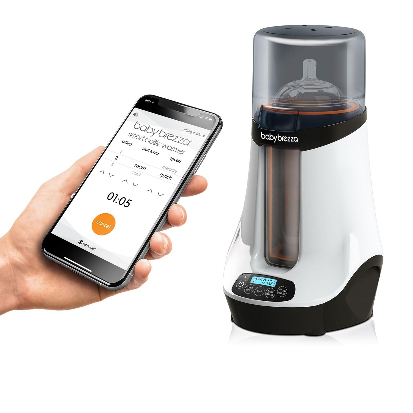 Baby Brezza - Calentador Inteligente de biberones, Calentador de Leche Materna + descongelador, Marca única con Diferentes temperaturas para Leche Materna + fórmula, Ajuste Universal para Todas Las
