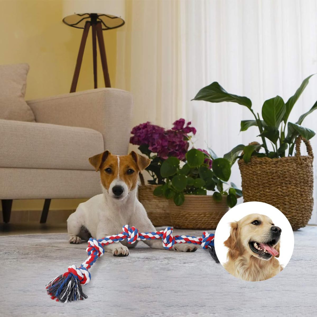 Juguetes para Perro TAKMOO Rojo Cuerda Indestructible de 5 Nudos para Limpieza de Dientes
