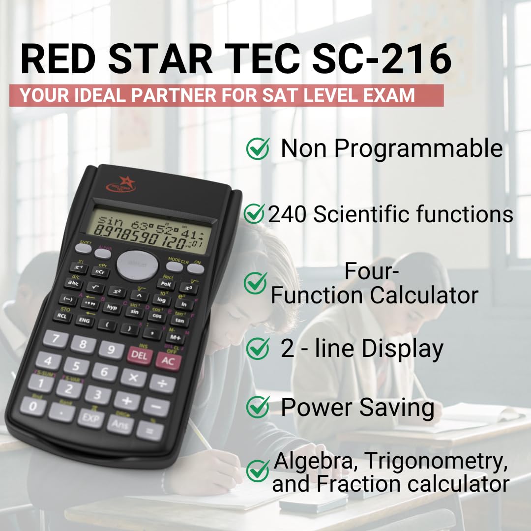 Calculadora Científica Red Star Tec SC-216 Negra para Estudiantes y Uso Empresarial
