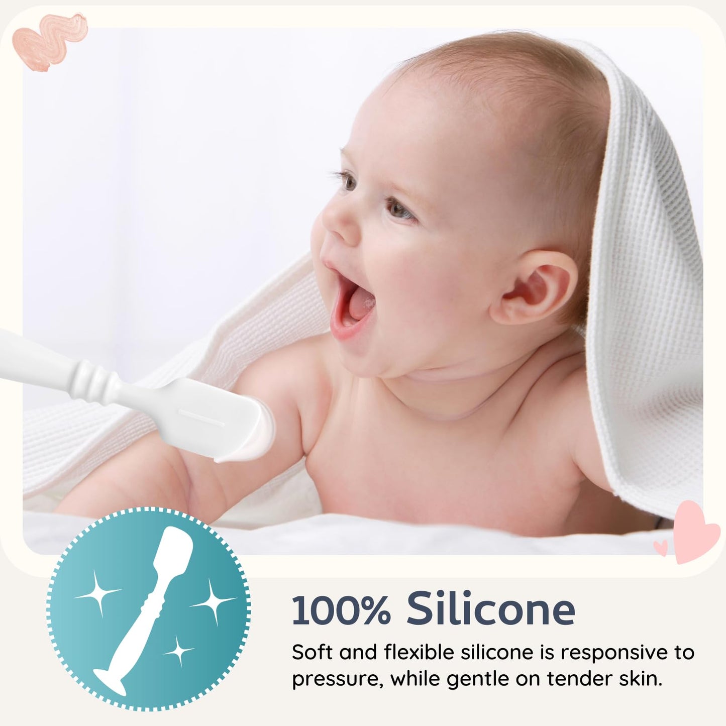 Nothomme Paquetes De Aplicadores De Crema Para Pañales De Silicona Con Base De Succión, Espátula Aplicadora De Crema Para Pañales Para Bebés, Cepillo De Crema Para Pañales De Silicona Suave(Blanco/Sal