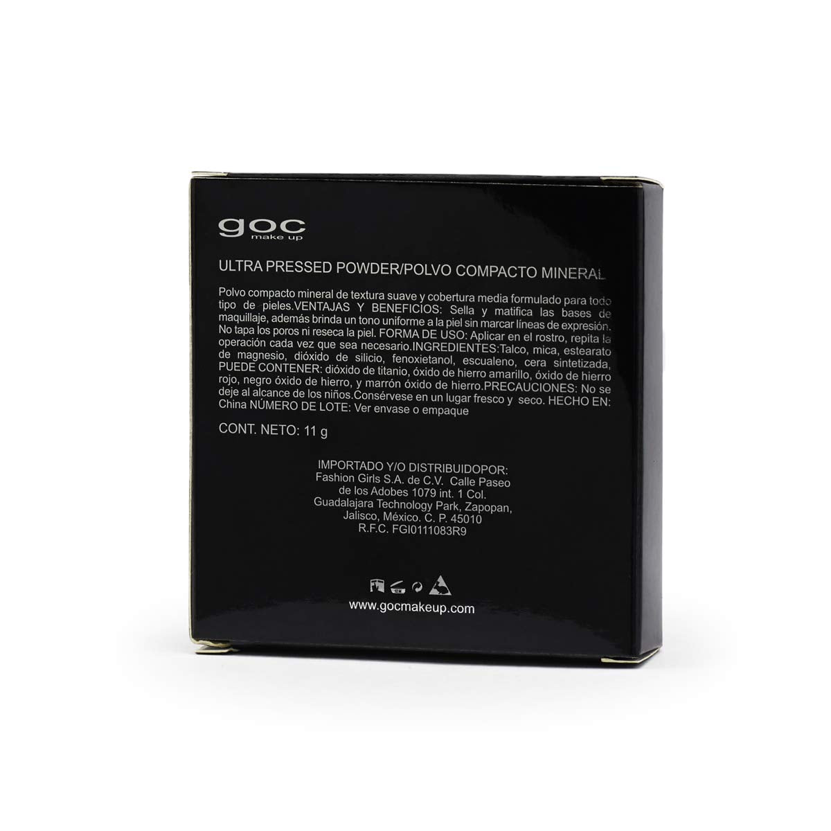 GOC, Polvo compacto mineral, Ultramineral Pressed Powder, Cobertura media/Completa, Textura Ultra suave, Para todo tipo de piel, Acabado matte,Efecto porcelana, AGUP400
